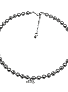 原创人鱼尾灰珍珠项链毛衣链