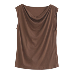 徐大脸吖定制 柔软亲肤天丝羊毛无袖针织上衣春夏显瘦荡领背心女