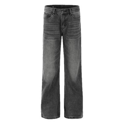 美式烟灰简约微喇cleanfit牛仔裤