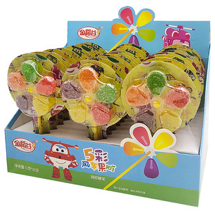 12克30支金稻谷果町软糖风车糖七彩旋转棒棒糖送儿童可爱五彩糖果
