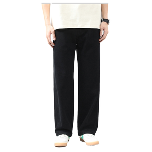 NBKY加绒新款纯棉clanfit直筒休闲简洁百搭时尚高级黑色牛仔裤男