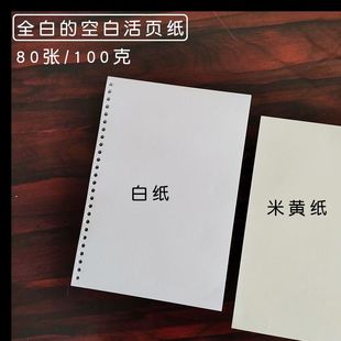 空白A4B5纯白色活页纸100绘图活页孔带克替100g芯孔加厚26