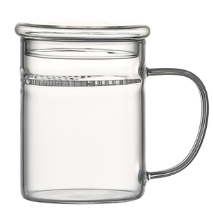 月牙过滤茶杯茶水分离泡绿茶专用玻璃杯带盖杯子家用耐高温喝水杯