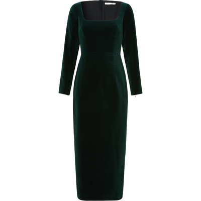 【折扣】Emilia Wickstead女棉质天鹅绒丝绒法式中长连衣裙