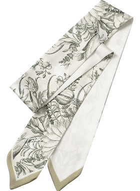 「知雾原创」优雅植物系列百搭丝巾领带细窄小长条领巾发带女绑包