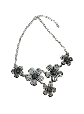 做旧vintage花朵吊坠项链