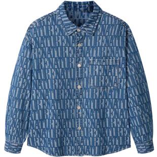 GXG男装 字母满印牛仔夹克男潮流宽松牛仔外套休闲夹克24秋季品