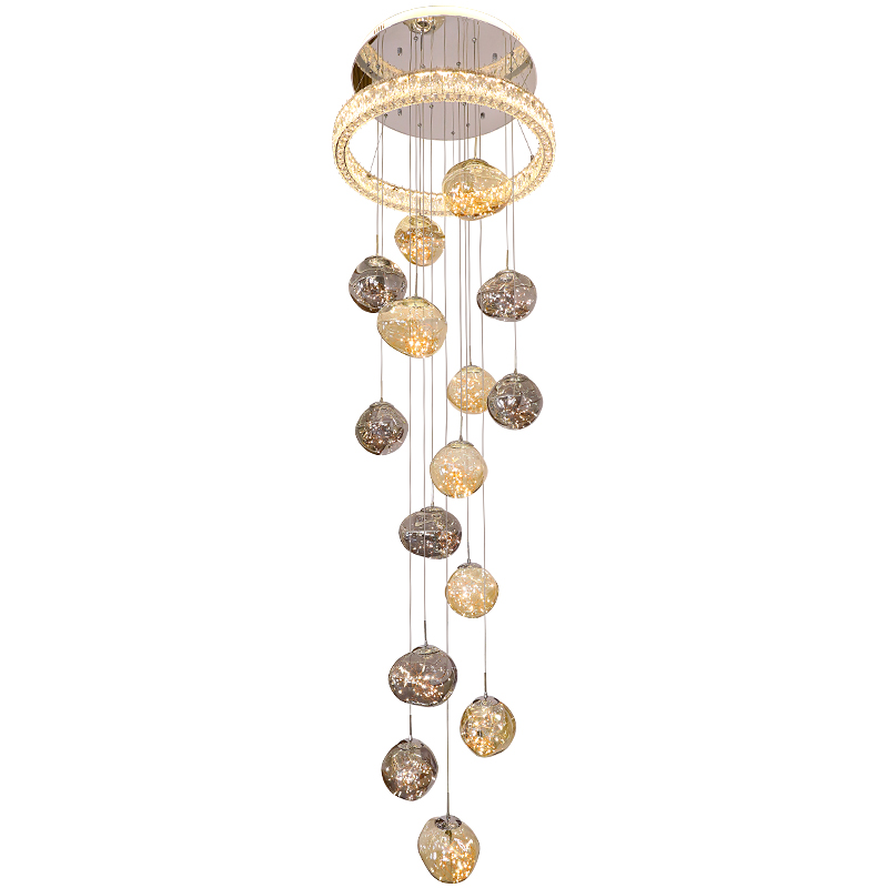 2025流行新款loft公寓客厅灯别墅小复式楼楼梯间挑空大吊灯楼中楼