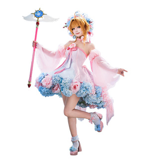 现货！小樱cos百变魔法少女cosplay小樱透明牌封面洋装仙女花朵裙