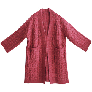 【7折出清】2025年早春新款文艺毛线针织开衫长款软糯毛衣外套女