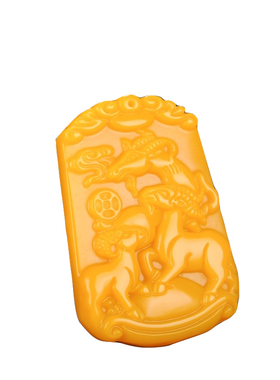 玉石匠和田玉黄玉三羊开泰玉坠男女款生肖三羊开泰吊坠挂件玉牌