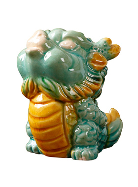 唐三彩陶瓷文创瑞兽龙形创意摆件