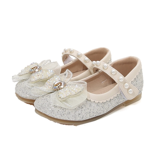 儿童公主鞋春新款女童宝宝小皮鞋软底小孩生日演出鞋闪亮晶晶鞋子