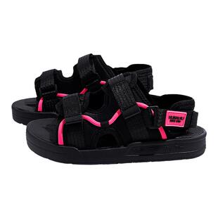 环球黑色凉鞋女款2024夏季新款镂空沙滩鞋休闲百搭魔术贴运动凉鞋