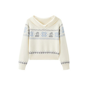 【费尔岛】蝴蝶领毛针织衫女秋冬新款氛围感一字领毛衣CAEEF4104