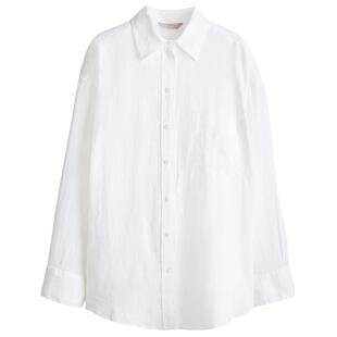 HM女装衬衫夏季亚麻宽松松驰感极简微落肩外套极简衬衫1258631