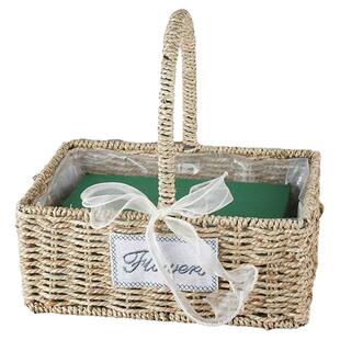 创意插花鸡蛋水果花篮手工小篮子方形手提插花草编柳编编织篮厂家