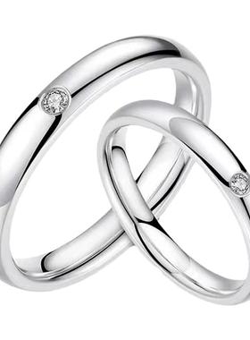 莫桑石单钻情侣对戒简约百搭戒指