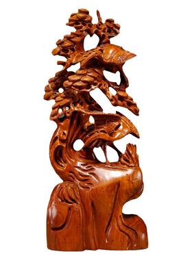 花梨松鹤延年寓意贺寿送礼品木雕