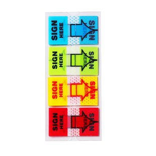 sign here便利贴指示贴箭头签字盖章领导客户合同签名贴绿红蓝黄