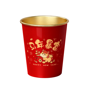 2026马年金箔纸碗纸杯一次性食品级家用杯碗筷勺套件春节喜庆餐具