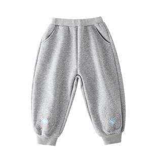 巴布豆女童秋装裤子秋冬款薄绒长裤儿童外穿加绒卫裤女小童运动裤