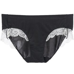 夏娃的诱惑性感内裤女士蕾丝纯棉裆中腰提臀轻透薄款平角裤女夏季