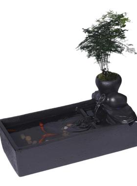 流水摆件中式循环水喷泉鱼缸风水招财客厅吧台玄关办公室软装礼品