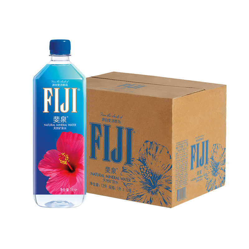 斐泉fiji天然水矿泉水家庭大桶装斐济进口整箱1L*12瓶高端饮用水