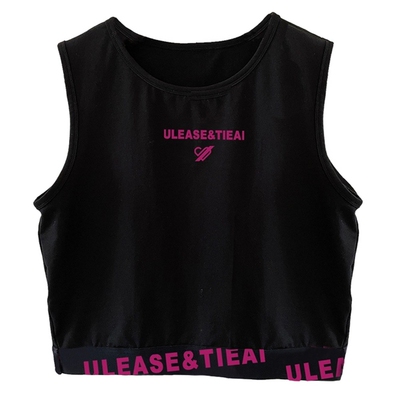 U/TI黑色印花撞色无袖背心女百搭潮吊带休闲上衣尤缇2024春季新款