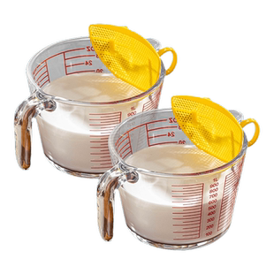 英国量杯带过滤网刻度食品级玻璃杯子厨房专用烘焙打蛋液杯耐高温