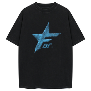 FAR.ARCHIVE小众高街复古洗水做旧字母印花男女宽松休闲短袖T恤潮
