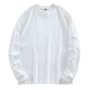 重磅索罗娜小领口纯棉长袖t恤男春秋圆领卫衣2025秋季白色打底衫