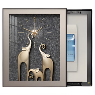 现代轻奢电表箱装饰画带钟表高端餐厅配电箱遮挡挂画高级感免打孔