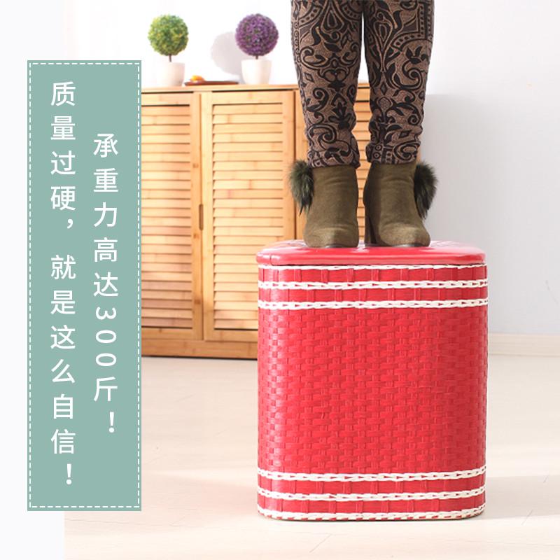 编织实木收纳凳子储物箱家用玄关时尚创意沙发柜多功能换鞋凳可坐