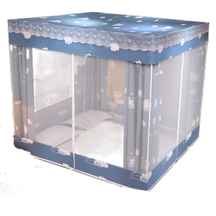 坐床式家用蚊帐床帘一体式床幔拉链全封闭1.5m蒙古包遮光防尘顶布