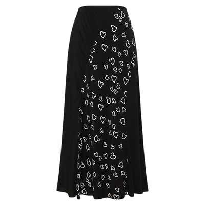 DVF黑白可爱桃心图案A字裙半身裙