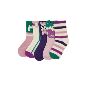 六指鼠女童袜子儿童棉袜学生加长筒袜男孩大童秋冬季纯棉无骨童袜