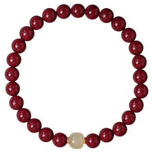 天然原矿朱砂手链女属马本命年高纯度紫金砂护身符和田玉手链招财