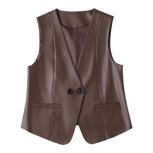2025秋季新款真皮马甲女绵羊皮修身显瘦时尚百搭短款马夹无袖坎肩