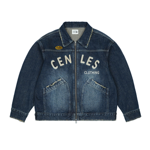 CENLES AW25 酵磨水洗破坏绣花牛仔夹克男复古做旧外套VINTAGE