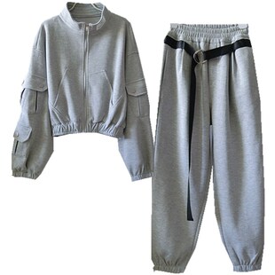 卫衣套装2024年新款女装春秋季时尚减龄洋气工装外套裤装两件套潮