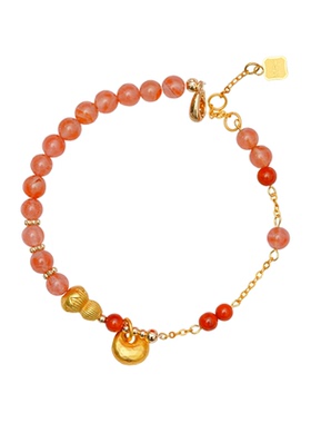 绽木本命年葫芦玛瑙红绳手链