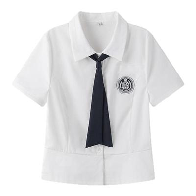 JK校供徽章白衬衫2025女夏
