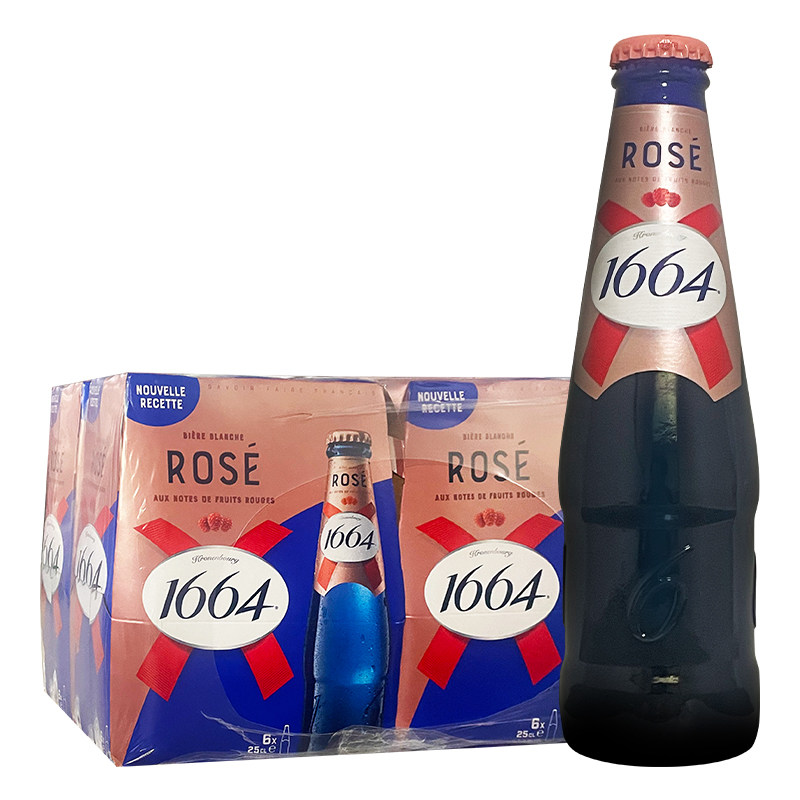 法国原装进口凯旋1664玫瑰味白啤酒250ml*6瓶装精酿果味啤酒