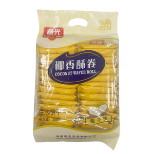 海南特产 春光椰香酥卷318克*2袋 椰子味椰香酥脆薄饼榴莲味蛋卷