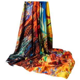 超大真丝丝巾女冬季百搭外搭时尚140真丝大方巾时尚沙滩披肩两用