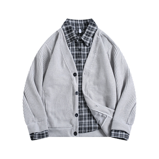 BOYUE帛跃日系假两件拼接衬衫外套人夫感休闲潮牌学院风男女夹克