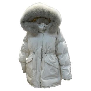 SOUL DETAIL素予可拆卸大毛领中长款羽绒服