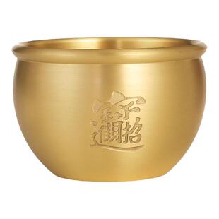黄铜米缸百福铜缸聚宝盆摆件玄关客厅冰箱上存聚财家居桌面存钱罐